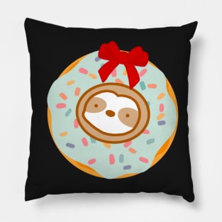 Christmas Wreath Donut Sloth Pillow