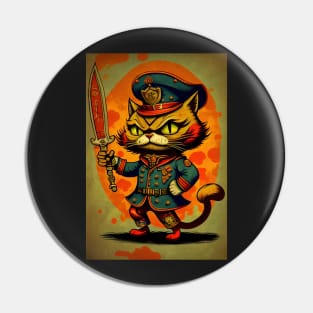 Cat in Uniform with Sword Pin