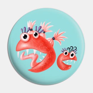 Funny Monster Friends Happy Silly Creatures Pin