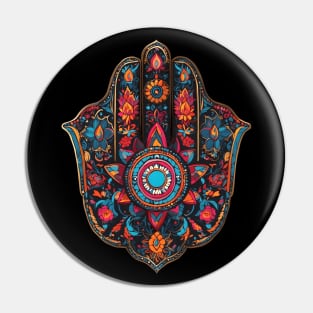 Colorful Hamsa Art Pin