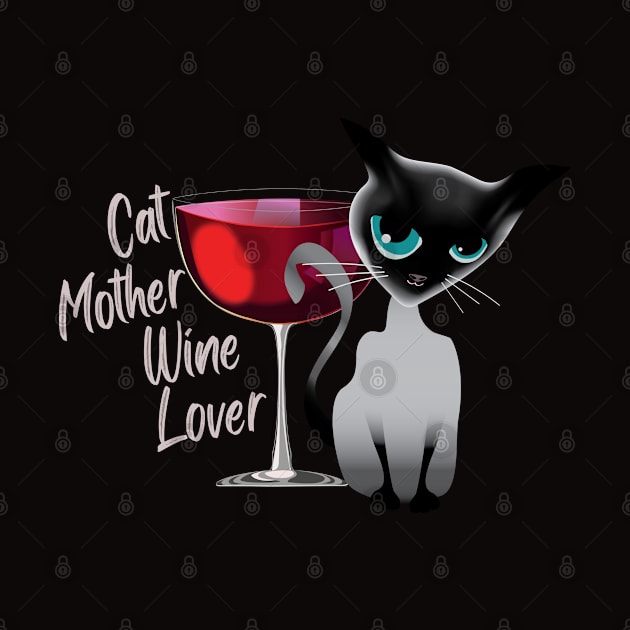 Cat mother wine lover (light lettering) by ArteriaMix