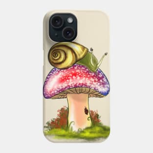 Snail chillin on a Mushroom. Phone Case