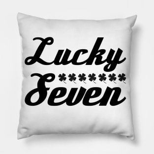 Lucky Seven Black Four Leaf Clover Design Pillow