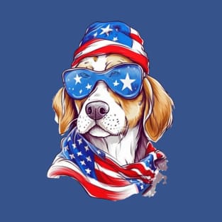 Cool Patriotic Dog, 4th of July Design T-Shirt