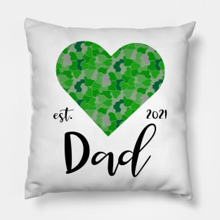 New dad in 2021, green camo hart design Pillow