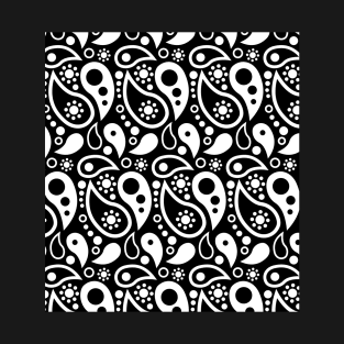 Black and white paisley pattern T-Shirt