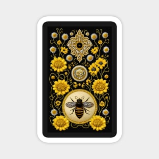 Royal Honey Bee With Flowers Magnet