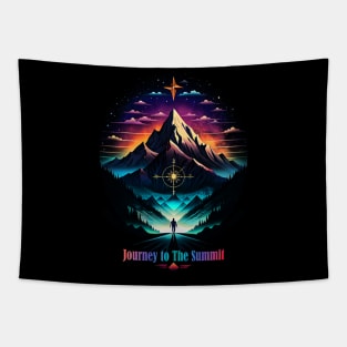 Journey to The Summit- Mountain Adventure - Starry Night and Guiding Compass Tapestry