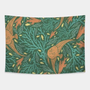 Orange and Yellow Fish Design Tapestry