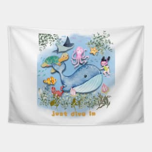 Just dive in sea world Tapestry