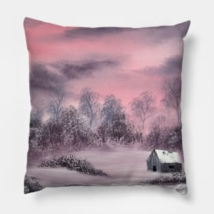 Pink Winter Painting Pillow