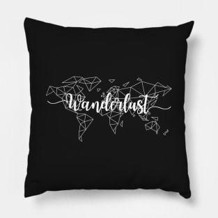 Wanderlust, white geometric world map Pillow