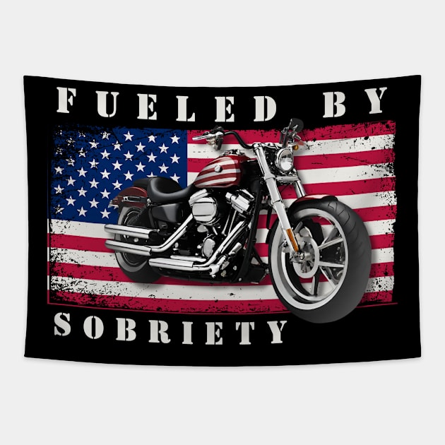 Vintage Biker Fueled By Sobriety Tapestry by SOS@ddicted