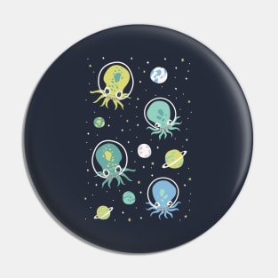 Squids in Space - Blue + Green Pin