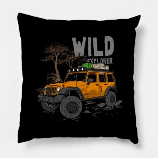 Wild Explorer Jeep - Adventure Orange Jeep Wild Explore for Outdoor enthusiasts Pillow