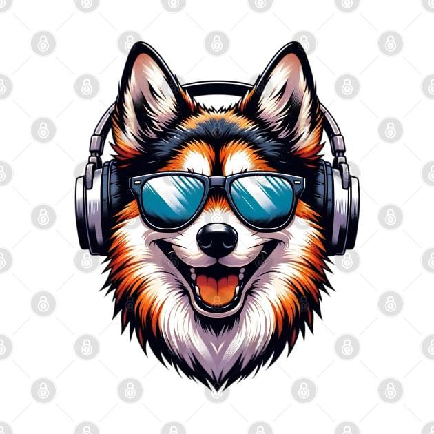 Norwegian Lundehund as Smiling DJ with Headphones and Sunglasses by ArtRUs