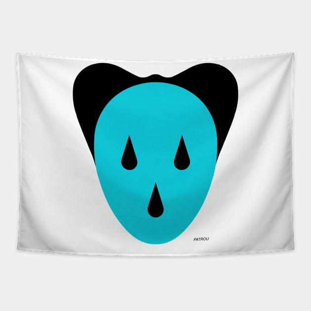 Mouse Head Blue /  Black Tapestry by patrou