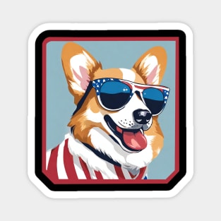 Corgi dog with american sunglasses Magnet