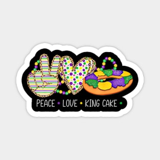 Peace Love King Cake Mardi Gras New Orleans Magnet