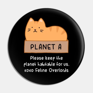 Orange Cat - Habitable Planet (Black) Pin
