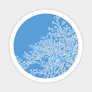 Winter Tree (large, leaves, blue fill) Magnet