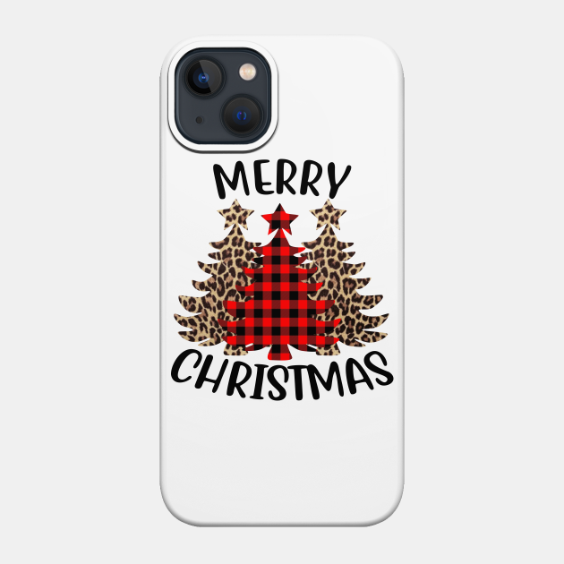 Merry Christmas Tree Leopard Plaid Printed - Merry Christmas - Phone Case