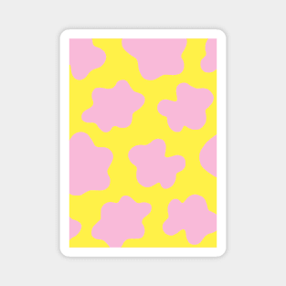 Cow Print Pink & Yellow Magnet