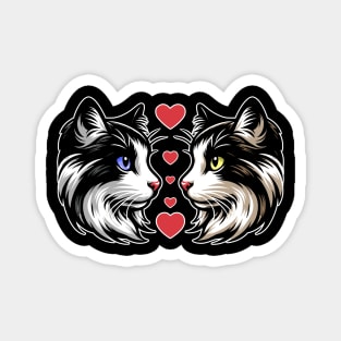 Cat Lovers Tee Shirt, Valentine Cats with Hearts, Cute Feline, Couple in love Graphic Tee, Pet Lovers Gift Idea Magnet