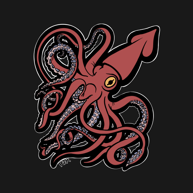 Red Giant Squid Architeuthis flat color by RJKpoyp