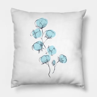 Blue cotton plant Pillow