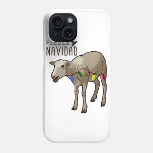 Fleece Feliz Navidad Pun Christmas Sheep with Lights Phone Case