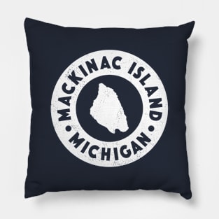 Vintage Mackinac Island Circle Badge Pillow