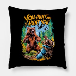 Bear Encounter in the Woods Funny Bear Hunting Pillow