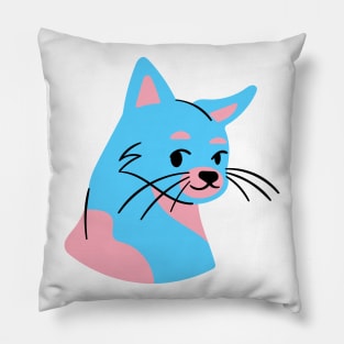 Cat in transgender pride colors Pillow