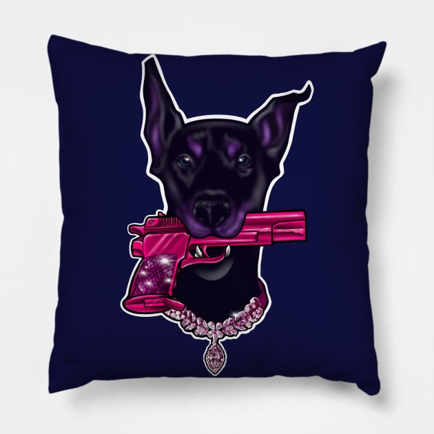 Fierce doggo Pillow by Huldra Tattoo