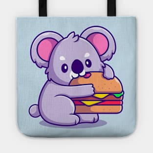 Cute Koala With Eating Burger Tote