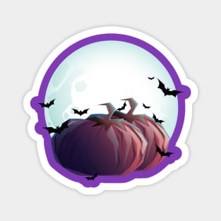 Halloween Moon and Pumpkins Magnet