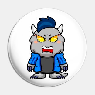 Angry Gray Baby Monster Pin