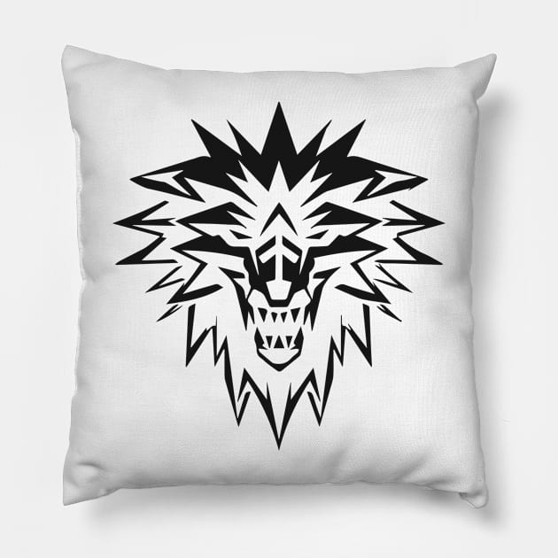 Wolf head symbol icon logo Pillow by Creative Art Store