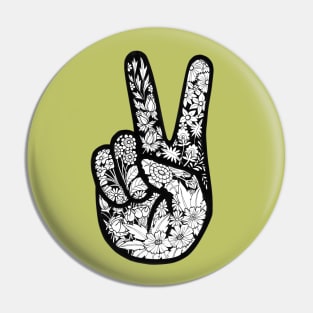 Peace sign with floral filling Pin