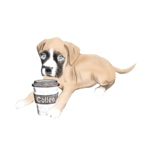 Boxer Dog With Cup Of Coffee T-Shirt