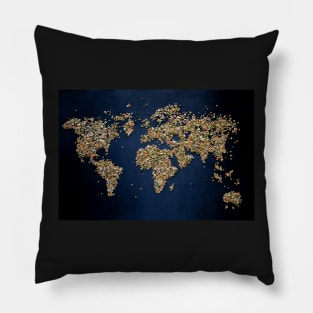 background of the world map, conceptual awareness of vegetarian education no OGM Pillow