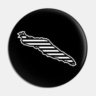 Texada Island Silhouette in Black and White Stripes - Line Pattern - Texada Island Pin