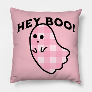 Hey Boo Ghost Pastel Goth Pink Creepy Cute Halloween Pillow