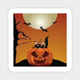 Halloween Pumpkin Cat I Holidays Magnet