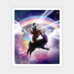 Laser Eyes Space Cat Riding Sloth Llama - Rainbow Magnet