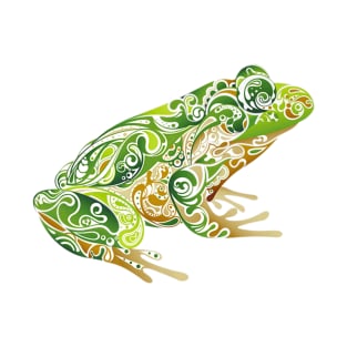 Beautiful Green Frog Tribal Tattoo Art Design T-Shirt