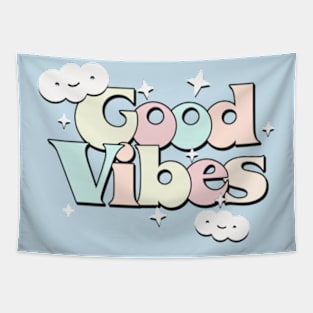 Good Vibes /// Original Retro Style Typography Design Tapestry