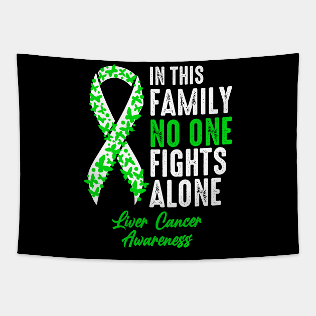 No One Fights Alone Liver Cancer Awareness Tapestry by JB.Collection
