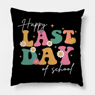 Retro Happy Last Day Of School Graduation Groovy Teacher Student Pillow